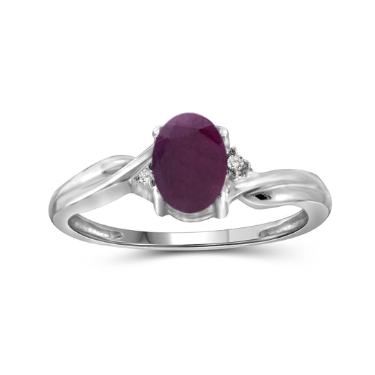 1 ct. T.G.W. Ruby Ring with Diamond Accent in Sterling Silver