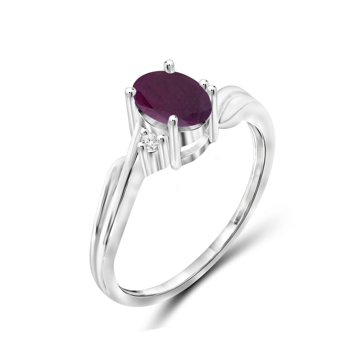 1 ct. T.G.W. Ruby Ring with Diamond Accent in Sterling Silver