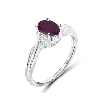 1 ct. T.G.W. Ruby Ring with Diamond Accent in Sterling Silver