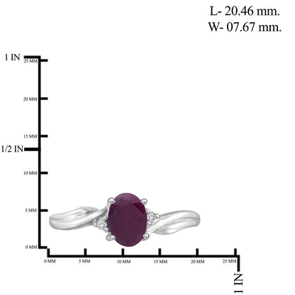 1 ct. T.G.W. Ruby Ring with Diamond Accent in Sterling Silver