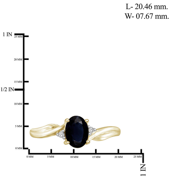 1.07 Carat T.G.W. Sapphire Gemstone and White Diamond Accent 14K Gold Over Silver Ring