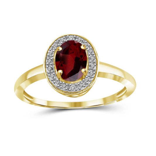 1 ct. T.G.W. Garnet Ring with Diamond Accent in 14K Gold over Silver