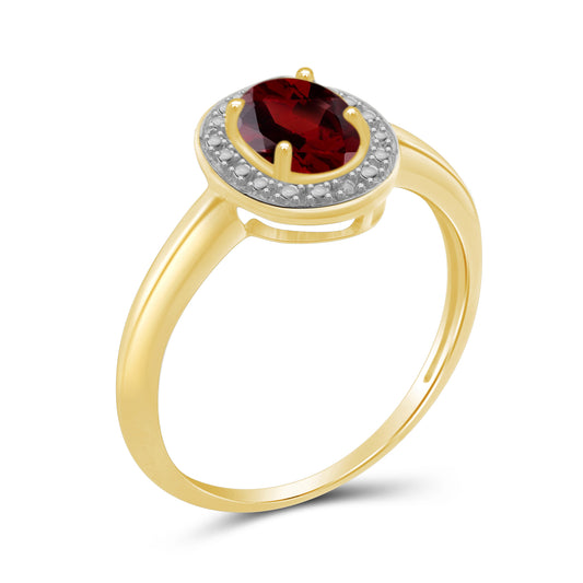 1 ct. T.G.W. Garnet Ring with Diamond Accent in 14K Gold over Silver