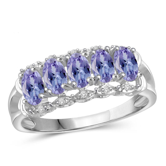 Birthstone Ring with Diamond Accent in Sterling Silver or 14K Gold over Silver