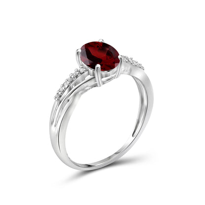 1.50 ct. T.G.W. Garnet Ring with Diamond Accent in Sterling Silver