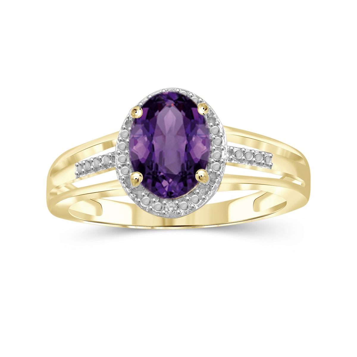 1.33 ct. T.G.W. Amethyst Ring with Diamond Accent in 14K Gold over Silver