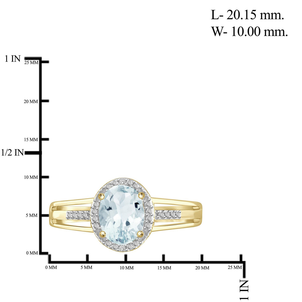 1.15 ct. T.G.W. Aquamarine Ring with Diamond Accent in 14K Gold over Silver