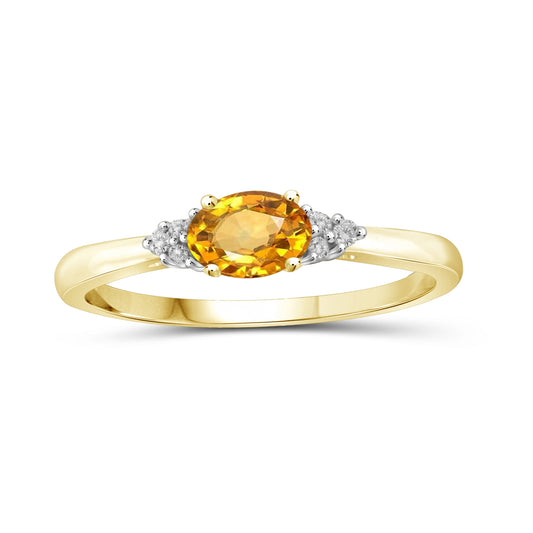 0.46 ct. T.G.W. Citrine Ring with Diamond Accent in 14K Gold over Silver