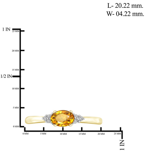 0.46 Carat T.G.W. Citrine Gemstone and White Diamond Accent 14K Gold Over Silver Ring