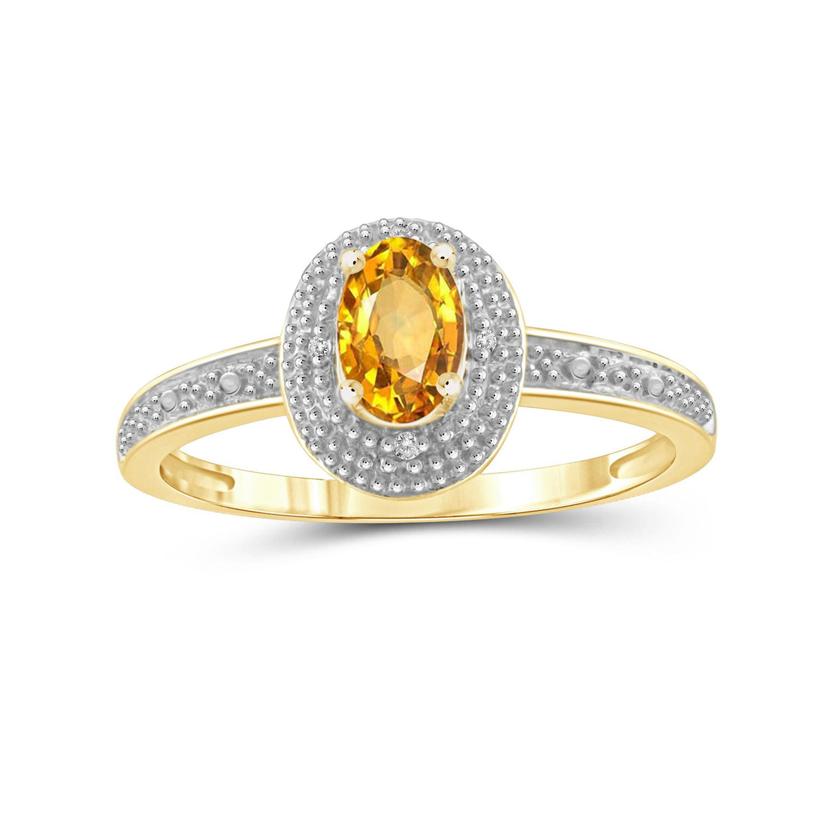 0.50 ct. T.G.W. Citrine Ring with Diamond Accent in 14K Gold over Silver