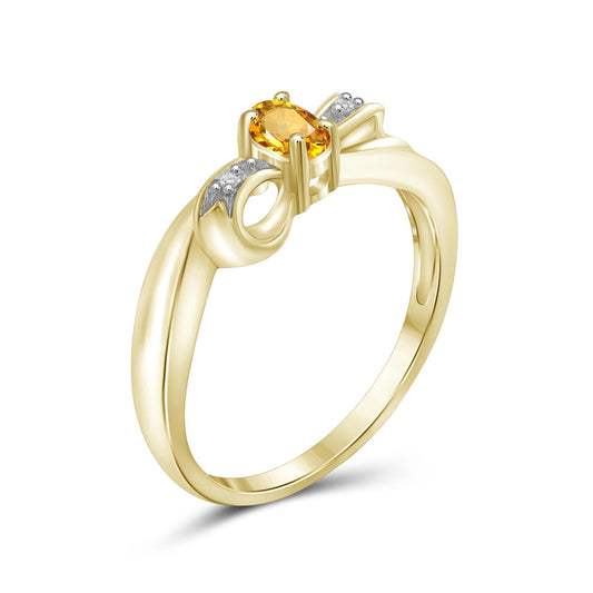 0.20 ct. T.G.W. Citrine Ring with Diamond Accent in 14K Gold over Silver