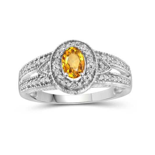0.50 ct. T.G.W. Citrine Ring with Diamond Accent in Sterling Silver