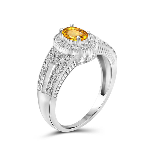 0.50 ct. T.G.W. Citrine Ring with Diamond Accent in Sterling Silver