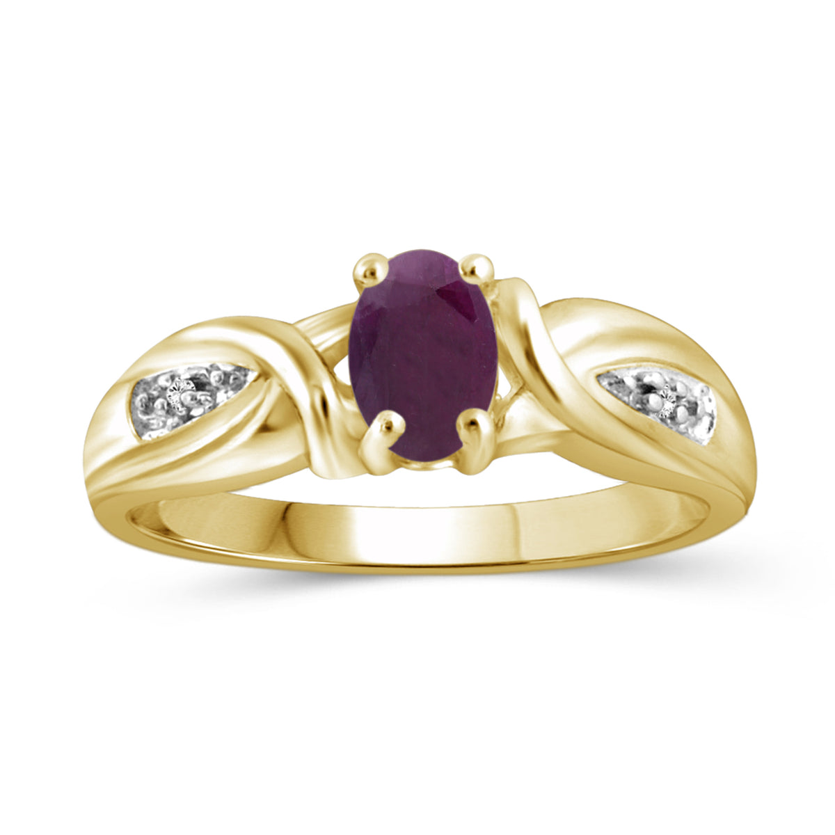 0.50 ct. T.G.W. Ruby Ring with Diamond Accent in 14K Gold over Silver