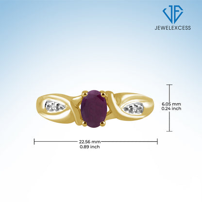 0.50 ct. T.G.W. Ruby Ring with Diamond Accent in 14K Gold over Silver