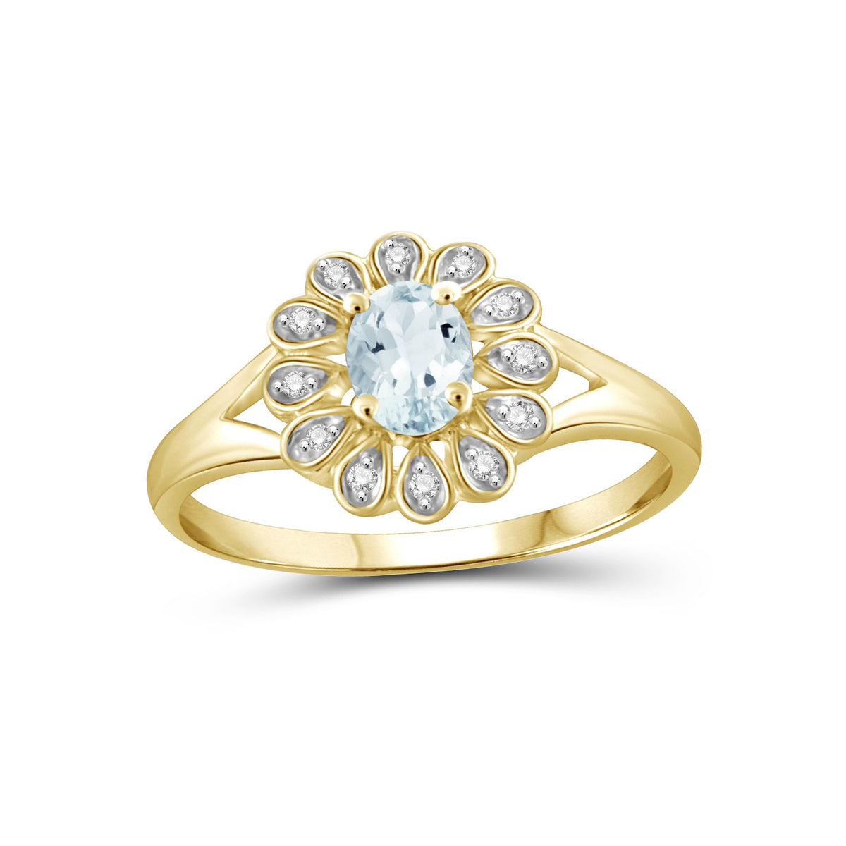 0.25 ct. T.G.W. Aquamarine Ring with Diamond Accent in 14K Gold over Silver