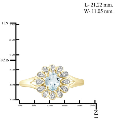 0.25 ct. T.G.W. Aquamarine Ring with Diamond Accent in 14K Gold over Silver