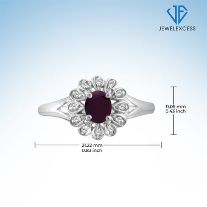 0.25 ct. T.G.W. Ruby Ring with Diamond Accent in Sterling Silver