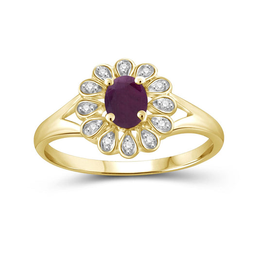 0.25 ct. T.G.W. Ruby Ring with Diamond Accent in 14K Gold over Silver