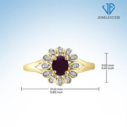 0.25 ct. T.G.W. Ruby Ring with Diamond Accent in 14K Gold over Silver