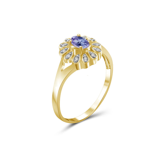 0.25 ct. T.G.W. Tanzanite Ring with Diamond Accent in 14K Gold over Silver