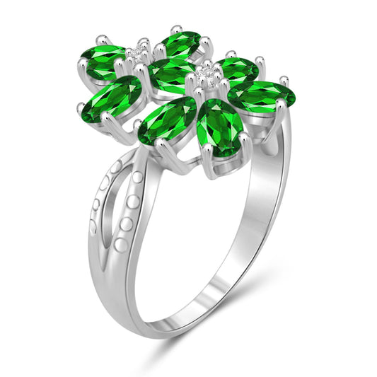 Birthstone Ring with Diamond Accent in Sterling Silver or 14K Gold over Silver