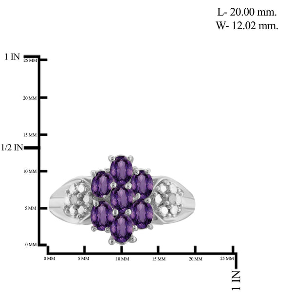 1.00 Carat T.G.W. Amethyst And 1/20 Carat T.W. White Diamond Sterling Silver Ring