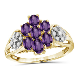 1.00 Carat T.G.W. Amethyst And White Diamond Accent 14K Gold-Plated Ring