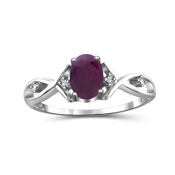 1.00 Carat T.G.W. Ruby And White Diamond Accent Sterling Silver Ring