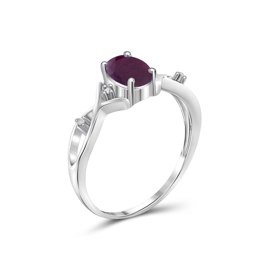 1 ct. T.G.W. Ruby Ring with Diamond Accent in Sterling Silver