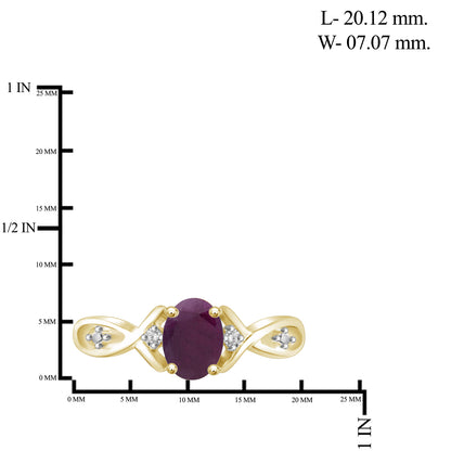 1 ct. T.G.W. Ruby Ring with Diamond Accent in 14K Gold over Silver