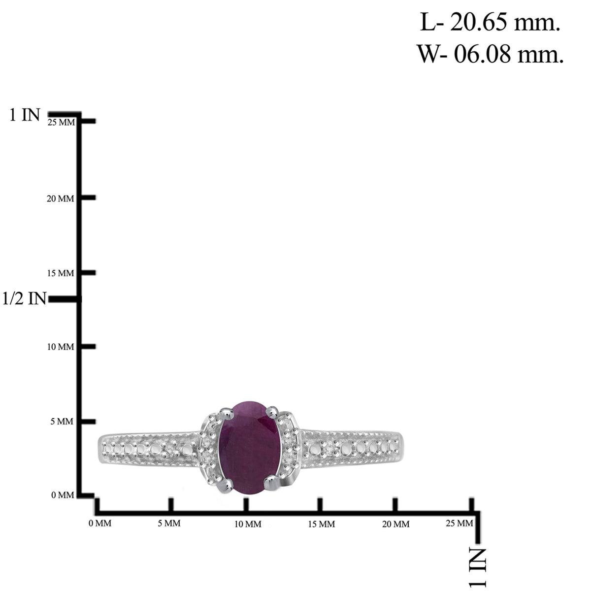 0.50 ct. T.G.W. Ruby Ring with Diamond Accent in Sterling Silver
