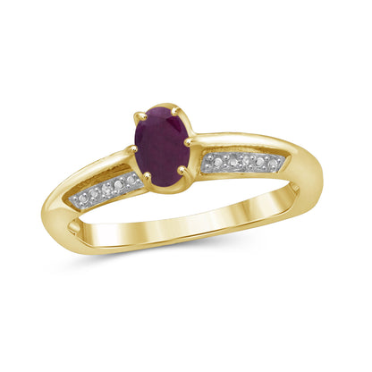 0.50 ct. T.G.W. Ruby Ring with Diamond Accent in 14K Gold over Silver