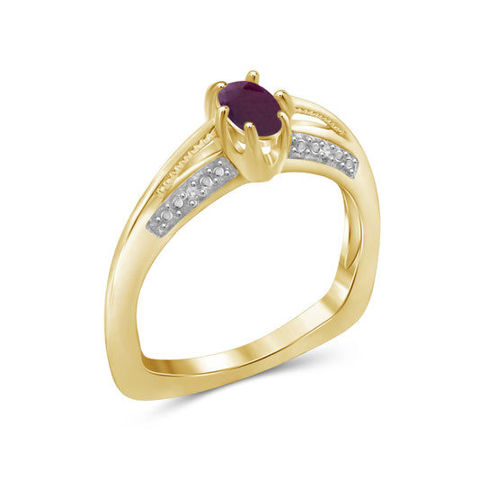 0.50 ct. T.G.W. Ruby Ring with Diamond Accent in 14K Gold over Silver