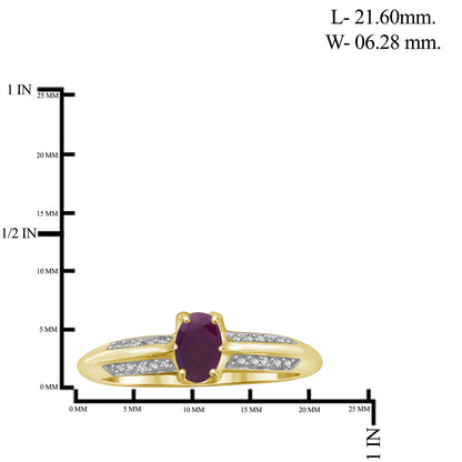 0.50 ct. T.G.W. Ruby Ring with Diamond Accent in 14K Gold over Silver