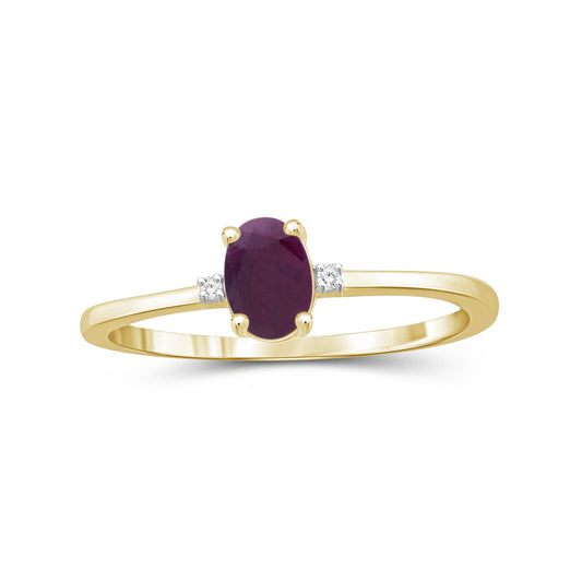 0.48 ct. T.G.W. Ruby Ring with Diamond Accent in 14K Gold over Silver