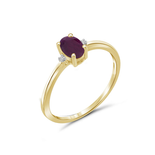 0.48 ct. T.G.W. Ruby Ring with Diamond Accent in 14K Gold over Silver