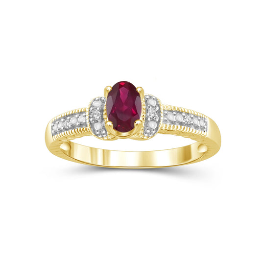 1/2 ct. T.G.W. Ruby Ring with Diamond Accent in 14K Gold over Silver