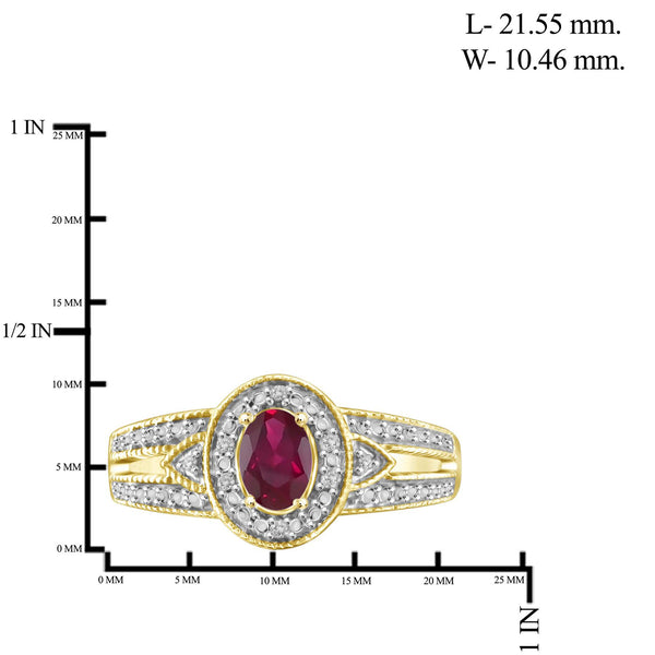 0.48 Carat T.G.W. Ruby Gemstone and Accent White Diamond 14K Gold-plated Ring