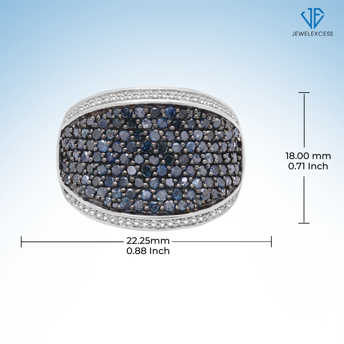 2 ct. T.W. Blue & White Diamond Band in Sterling Silver