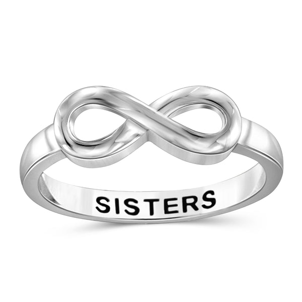 Sterling Silver Or 14K Gold-Plated Infinity Friendship Ring for Women | Personalized Sisters, Engagement, Wedding, Promise Eternity Knot Symbol Band