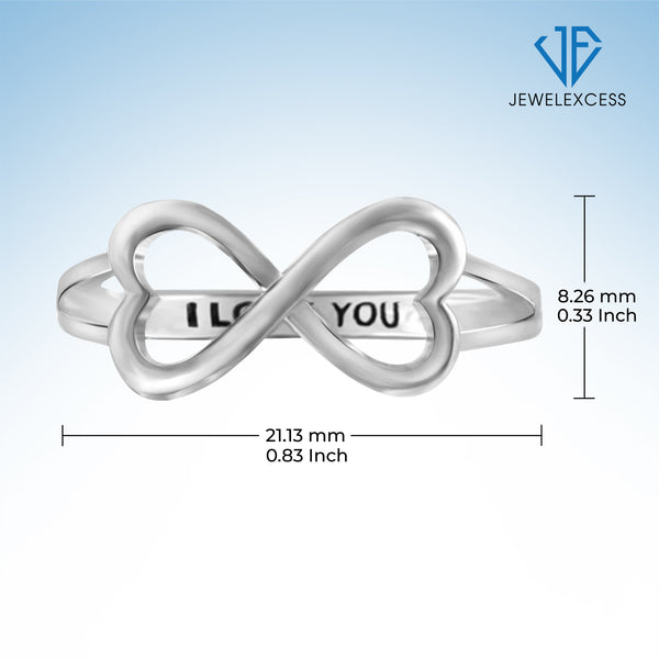 I Love You Infinity Heart Ring In Sterling Silver