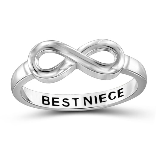 "Best Niece" Infinity Knot Ring in Sterling Silver