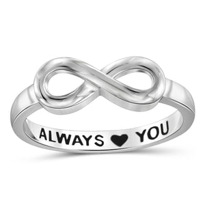 Sterling Silver Or 14K Gold-Plated Infinity Friendship Ring for Women | Personalized Always Love you, Friendship, Promise Eternity Knot Symbol Band