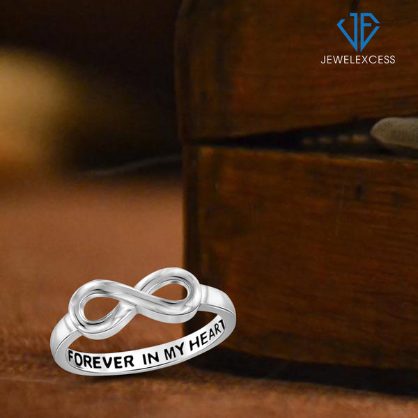 Sterling Silver Infinity Friendship Ring for Women | Personalized Forever in My Heart, Friendship, Promise Eternity Knot Symbol Band
