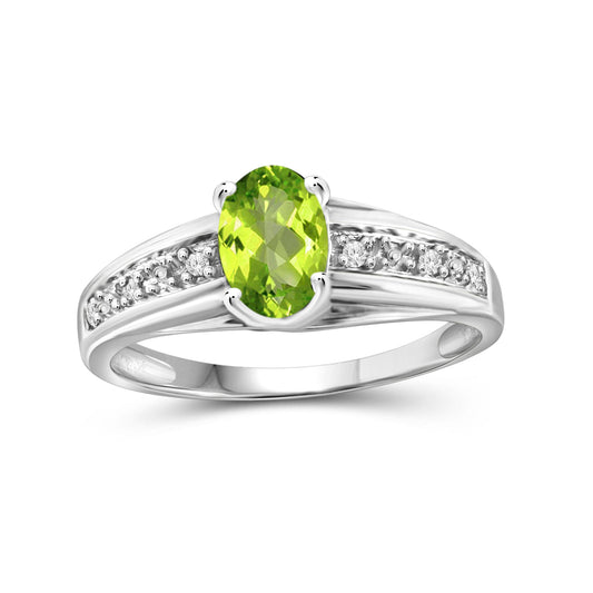 0.75 ct. T.G.W. Peridot Ring with Diamond Accent in Sterling Silver