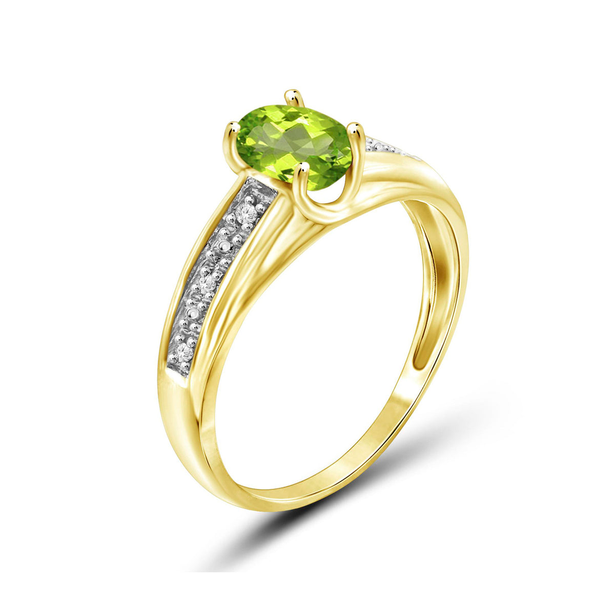 0.75 ct. T.G.W. Peridot Ring with Diamond Accent in 14K Gold over Silver