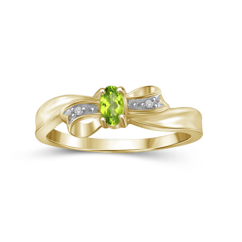 1/5 Carat T.G.W. Peridot And Accent White Diamond 14K Gold-Plated Ring