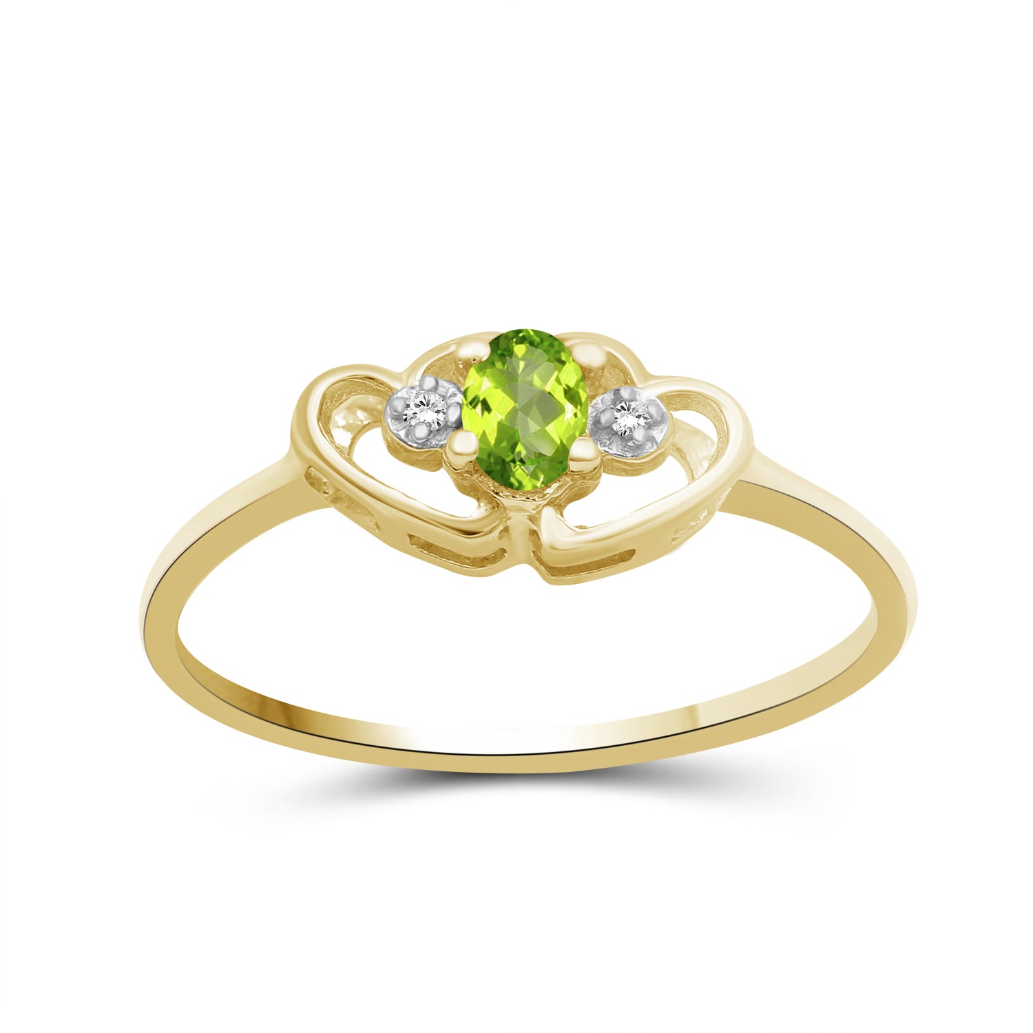 0.19 Carat T.G.W. Peridot Gemstone and White Diamond Accent 14K Gold-plated Ring