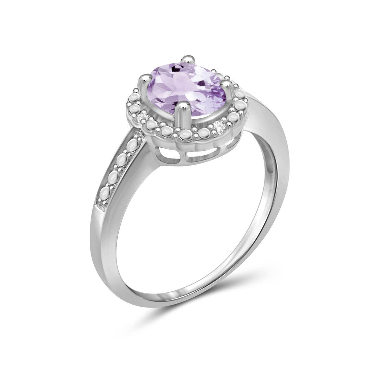 1.10 ct. T.G.W. Pink Amethyst Ring with Diamond Accent in Sterling Silver